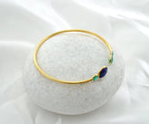 Lapis and Green Onyx Bracelet - Gold Plated Bangle - Handmade Bracelet - 925 Silver - Wholesale Jewelry - Jewelry For Niece - Gift For Teen